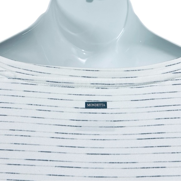 Mondetta, Plus Size Performance Tee, White With Subtle Stripes, Size XXL - Picture 7 of 9